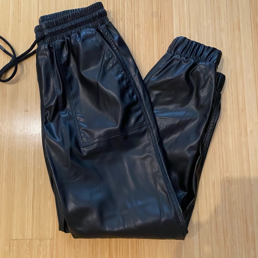 BLANKNYC Black Widow Faux Leather Joggers 26